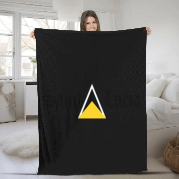 Discover Saint Lucia Flag Blackletter St Lucia Caribbean Fleece Blankets