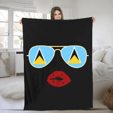 Discover Saint Lucia Flag St Lucia Sunglasses Lips Kiss Fleece Blankets