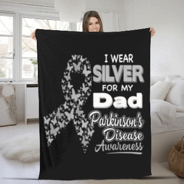 Discover I Wear Silver for My Dad Parkinson Disease Aware Fleece Blankets