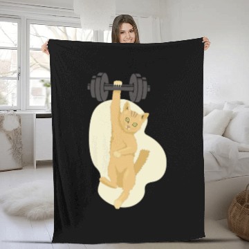 Discover Gym Lifting Cat Fleece Blankets