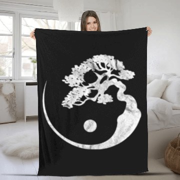Discover Bonsai Tree Yin Yang Vintage Fleece Blankets
