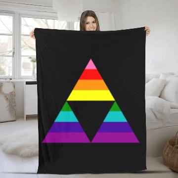 Discover Zelda Inspired Rainbow Flag Triforce for Gay Pride Fleece Blankets