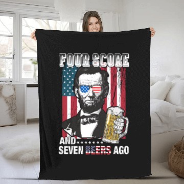 Discover Four Score Seven Beer Ago, 4th of july gift Fleece Blankets