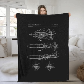 Discover nasa rocket design sketch Fleece Blankets
