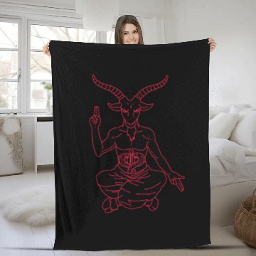 Discover Horned Devil Black Goat Baphomet Tarot Card Satan Fleece Blankets