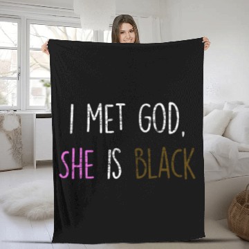 Discover i met god, she is black Black Lives Matter Fleece Blankets