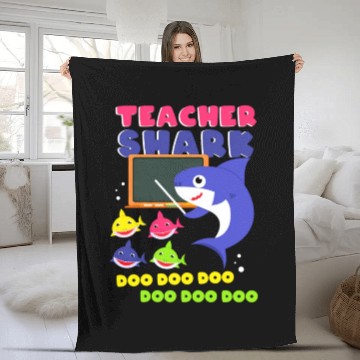 Discover Funny Teacher Shark Preschool Teacher Fleece Blankets