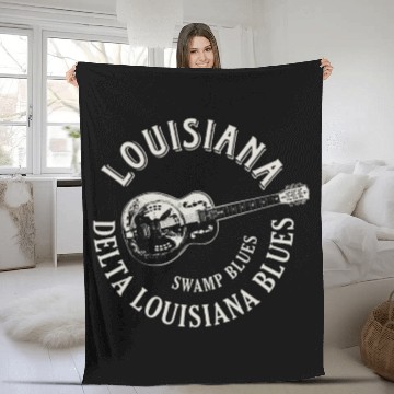 Discover Louisiana Delta Blues Swamp Blues Guitar Fleece Blankets