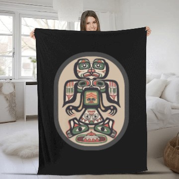 Discover Northwest Native American Indian Haida Tribe Art Fleece Blankets