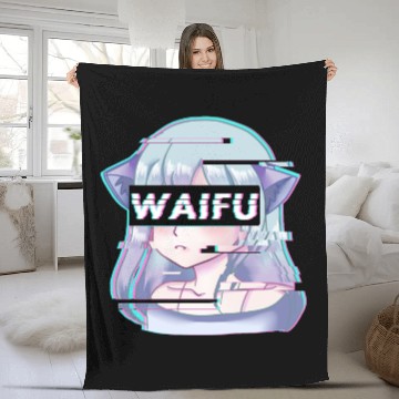 Discover Aesthetic Vaporwave Anime Girl Fleece Blankets