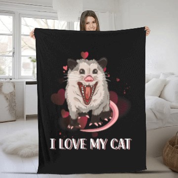 Discover I Love My Cat Funny Trash Animal Possum Fleece Blankets
