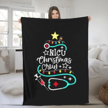 Discover NICU Christmas Crew Neonatal Nurse NICU Techs Secr Fleece Blankets