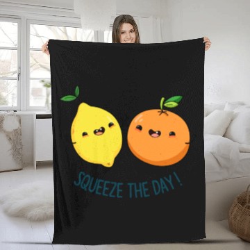 Discover Squeeze The Day cute Fruit Pun Fleece Blankets