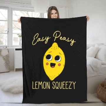 Discover Easy Peasy Lemon Squeezy Cute Lemonade Summer Fleece Blankets