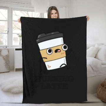 Discover Running Latte Cute Coffee Pun Fleece Blankets