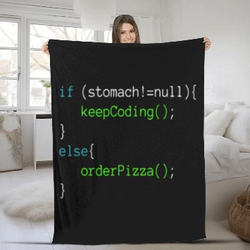 Discover Funny Code Order Pizza For Programing Fleece Blankets
