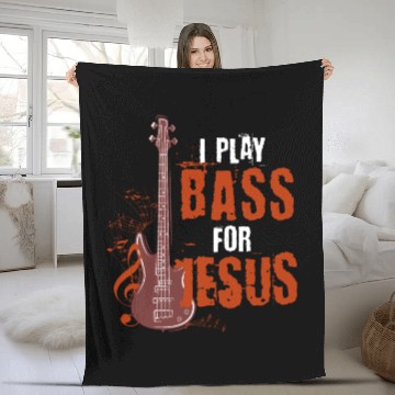 Discover Bass guitar Jesus Fleece Blankets