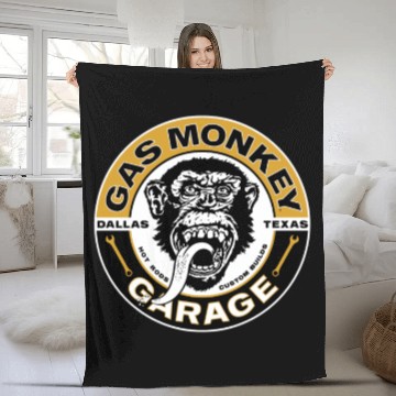 Discover Gas Monkey Garage Wrench Circle Text Logo Fleece Blankets