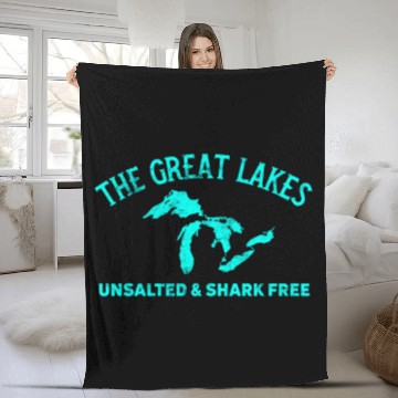 Discover The Great Lakes Unsalted & Shark Free Michigan Gif Fleece Blankets