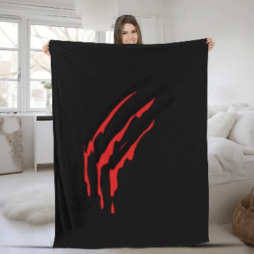 Discover three slashes with blood werewolf Fleece Blankets
