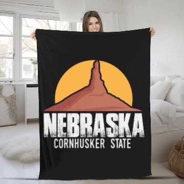 Discover Nebraska State | USA America States Chimney Rock Fleece Blankets