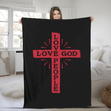 Discover LOVE GOD LOVE PEOPLE - JESUS CROSS Fleece Blankets