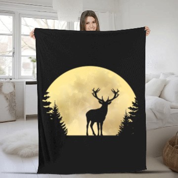 Discover Deer And Moon Nature Lovers Hunting Fleece Blankets