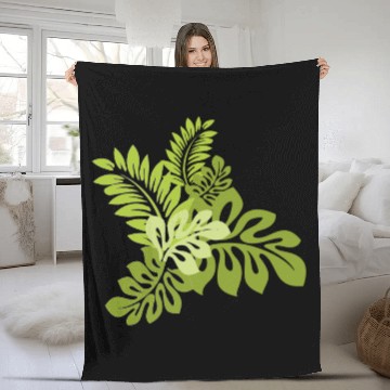 Discover Hibiscus Garden Leaves Fleece Blankets