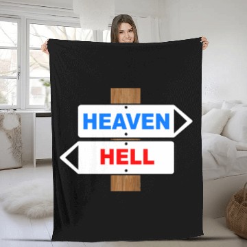 Discover Heaven And Hell Direction Sign Fleece Blankets