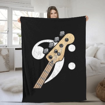 Discover Bass Clef Guitar Bass Player Musician Fleece Blankets