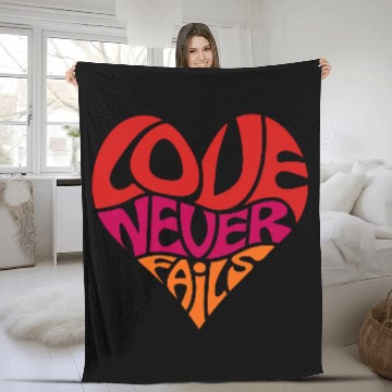 Discover Love Never Fails, Heart, Christian, Bible Verse Fleece Blankets