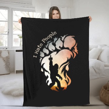 Discover I Hate People Bigfoot Funny Camping Fleece Blankets