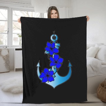Discover Anchor cute graphic floral print flowers gift Fleece Blankets