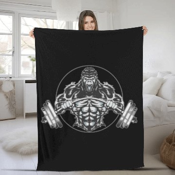 Discover Fitness Gorilla, Gorilla, Beast, Primal, Fitness Fleece Blankets