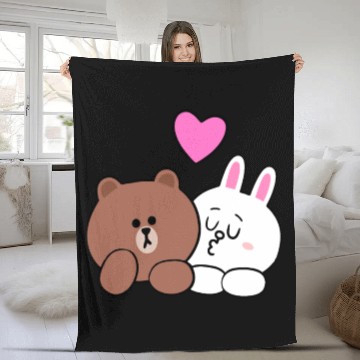 Discover Cute Brown Bear Cony Bunny Rabbit Lean On Me I Lov Fleece Blankets