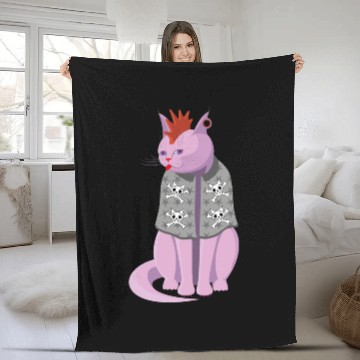 Discover Punk Rock Cat Fleece Blankets