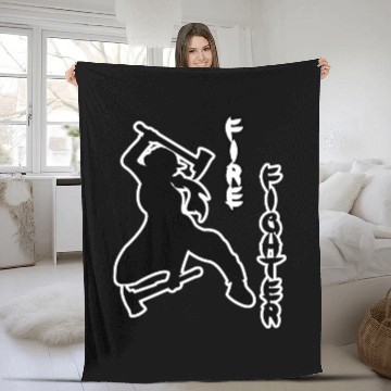 Discover Female firefighter women with two axes Fleece Blankets