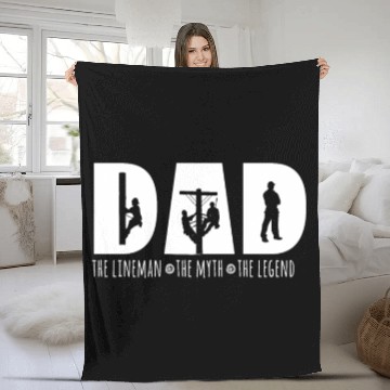 Discover Dad The Lineman The Myth The Legend Granddad | Fleece Blankets