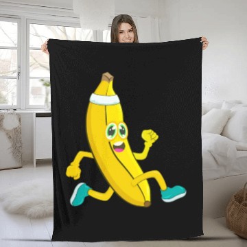 Discover Banana Running Sport Fleece Blankets