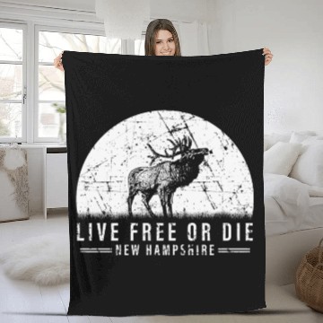 Discover Live Free or Die New Hampshire Hiking Fleece Blankets
