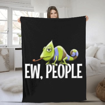Discover Grumpy Chameleon Lovers Sarcastic Joke Ew People Fleece Blankets