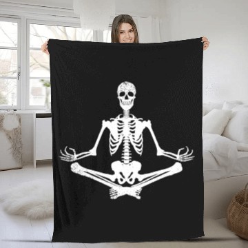 Discover Yoga Skeleton Ohm Fleece Blankets