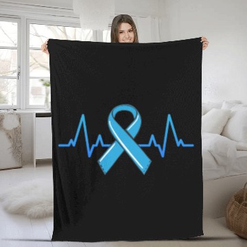 Discover Prostate Cancer Fighter Heartbeat Fleece Blankets Blue Ribbon