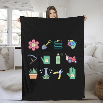 Discover Funny Garden Gangster Colorfulgraphic Garden Tools Fleece Blankets