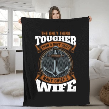 Discover Navy Chief Husband Funny Tough Wife Fleece Blankets