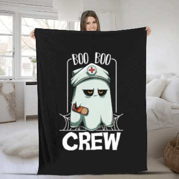 Discover Boo Boo Crew Nurse Ghost Funny Scary Halloween Fleece Blankets