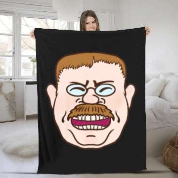 Discover Cartoon Face of Teddy Roosevelt Lauging Fleece Blankets