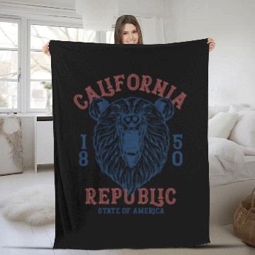 Discover California Bear Dark Fleece Blankets