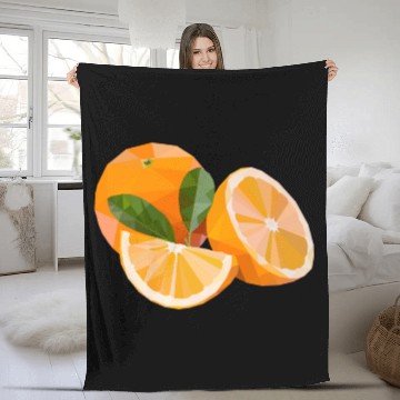 Discover orange fruit lowpoly Fleece Blankets