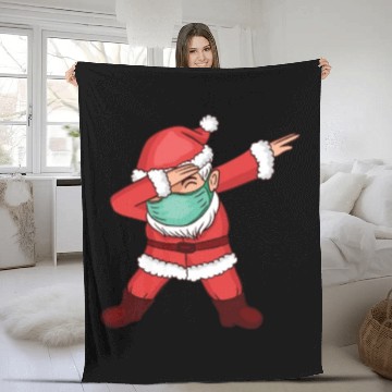 Discover Dabbing Santa with Mask Fleece Blankets